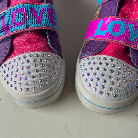 SKECHERS Flip Kicks Twi-Lites 2.0 Sparkle Vibes Girls Sneakers Shoes Size 3 Pink - Picture 3 of 15